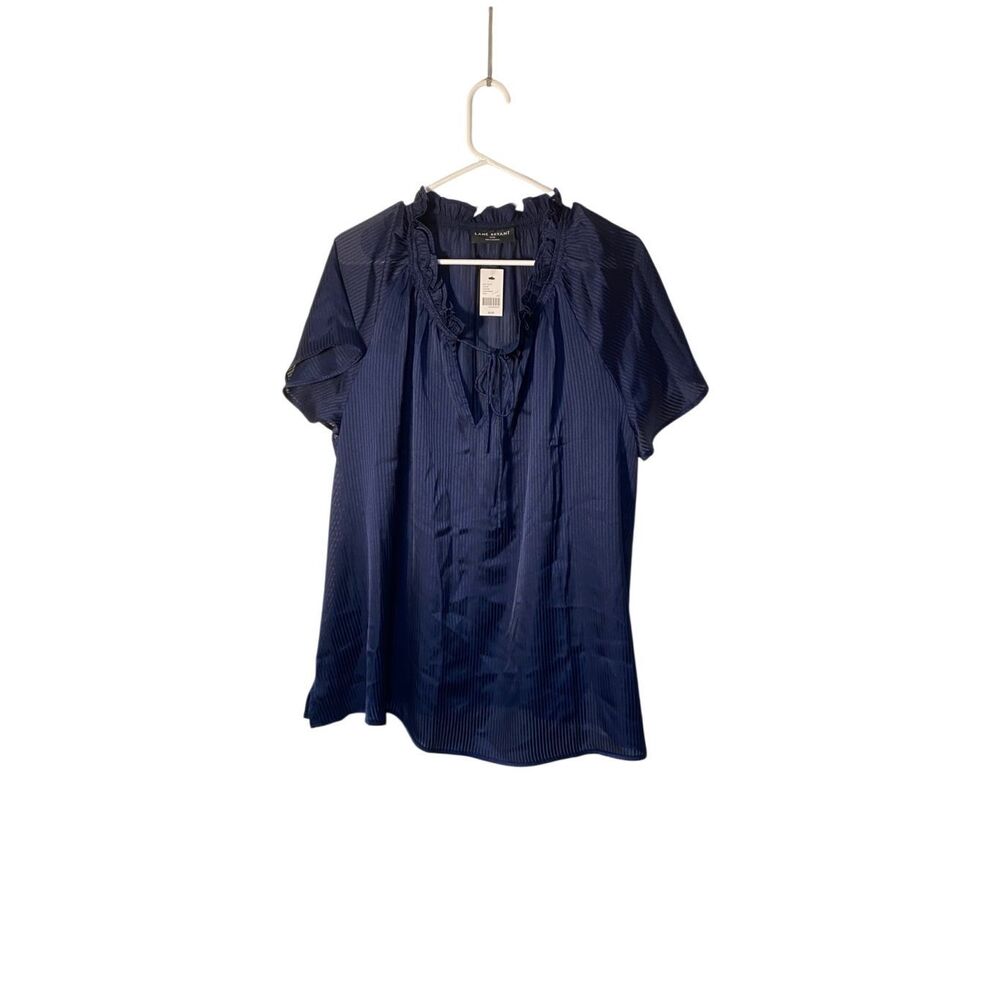 NWT Lane Bryant navy blue semi sheer front tie blouse 18/20